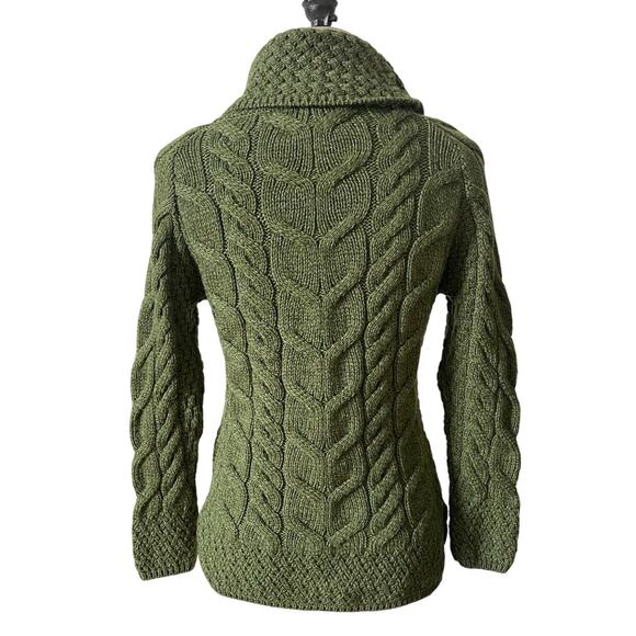 Shannon Woolen Mills Green Cable Knit Merino Turtleneck Sweater Size XS S-Small - Picture 4 of 7